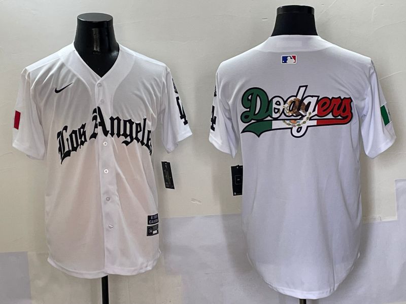 Men Los Angeles Dodgers Blank White Five generations Joint Name 2025 Nike MLB Jersey style 8